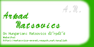 arpad matsovics business card